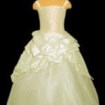 Girls Ball Gown With Shawl - White & Ivory