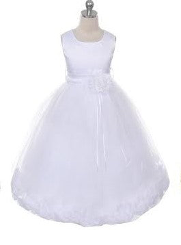 Classics Flower Petal Sash Dress  - White & Ivory - Plus Size
