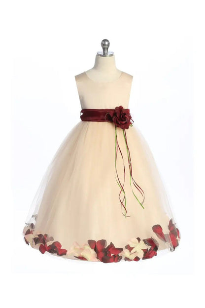 Classics Flower Petal Sash Dress  - Blush - Girls