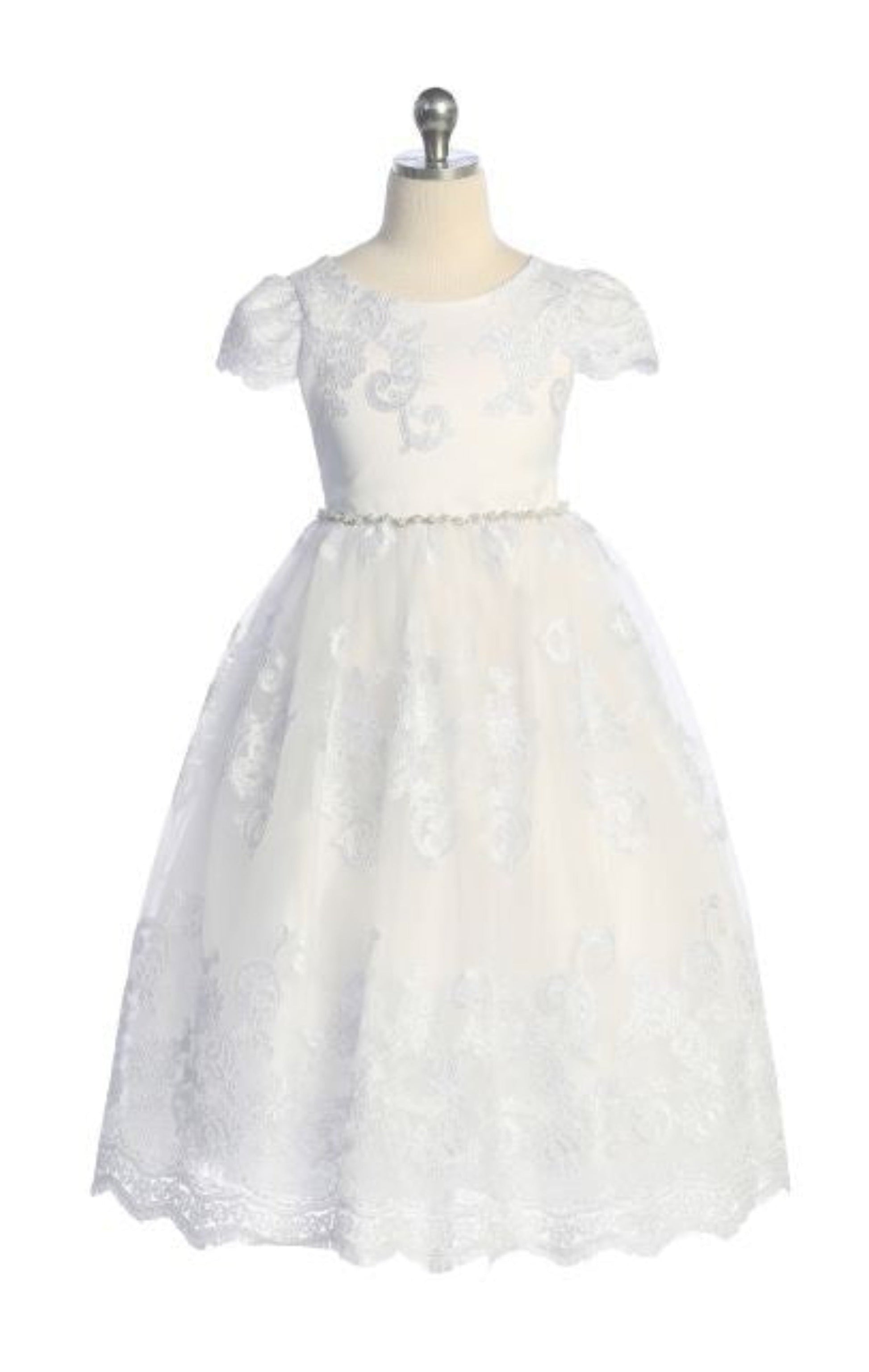 cording lace long girls dress