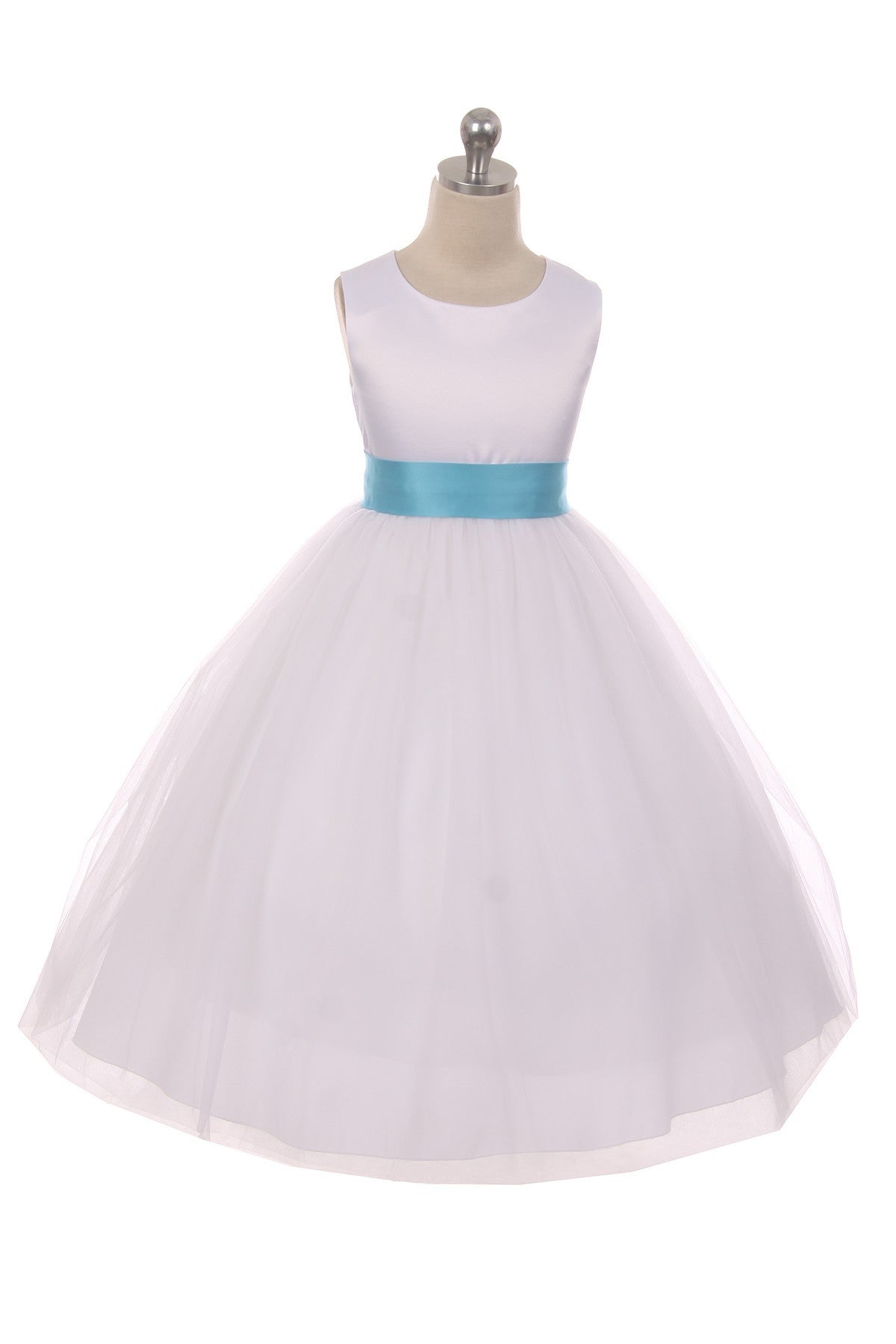 Premade Satin Bow Girls Dress - White Dress