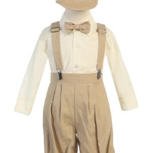 Boys Suspender & Knickers Set - Charcoal 4 piece boys suspender, hat, white long sleeve shirt, knickers. Boys formal outfit, Baby formal outfit Canada- Grandma's Little Darlings