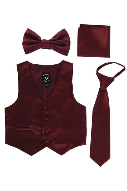 Satin Boys Vest Set - Assorted Colours boys vest, tie, bowtie, pocket square for boys suits shop Granadmas Little Darlings Mississauga On Canada