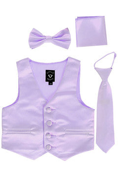 Satin Boys Vest Set - Assorted Colours boys vest, tie, bowtie, pocket square for boys suits shop Granadmas Little Darlings Mississauga On Canada