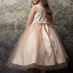 Rose Floral Brocade Jacquard Top Girls Dress- Blush