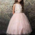 Rose Floral Brocade Jacquard Top Girls Dress- Blush