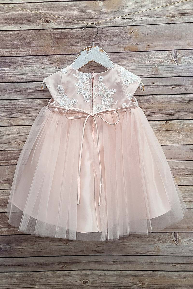 Cap Sleeve Embroidered Baby Dress With Bow