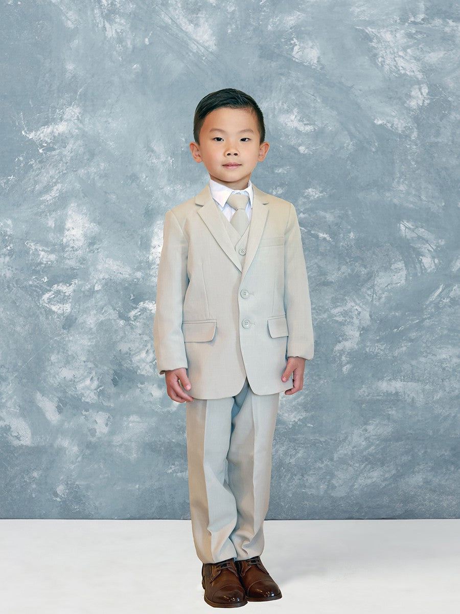 Boys light blue suit, jacket, vest, shirt, tie, pant Grandma's Little Darlings