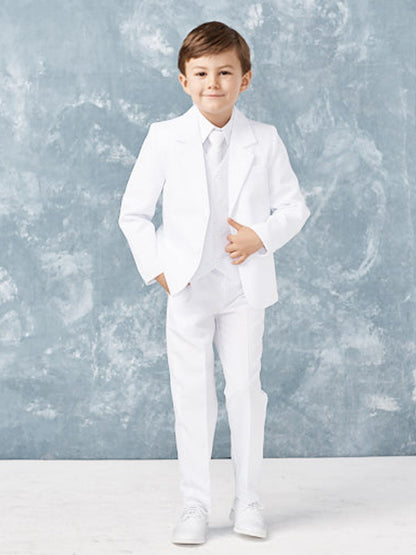 Boys white suit, jacket, vest, shirt, tie, pant Grandma's Little Darlings