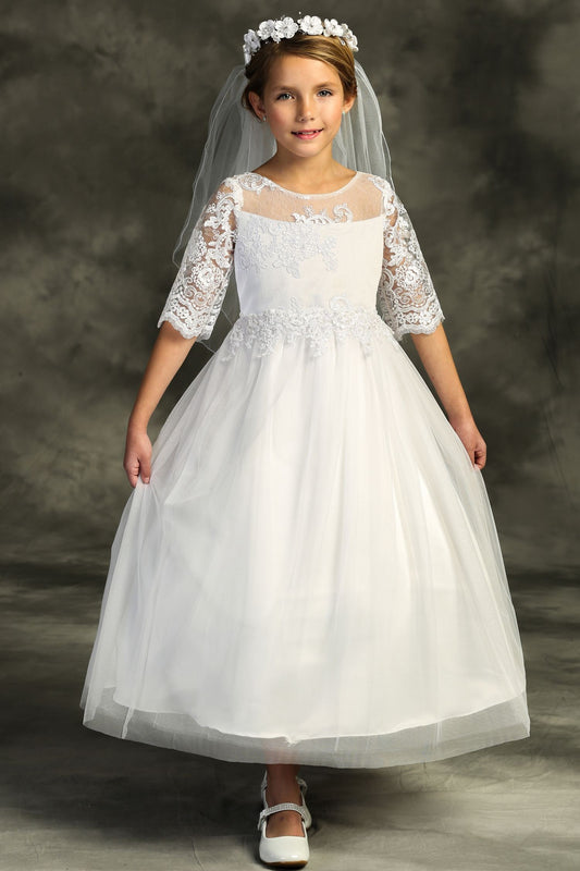 Corded Lace Waterfall Communion Dress