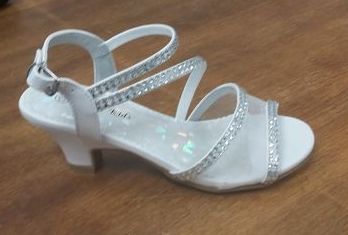 Girls Glitzy Sandal - White & Silver