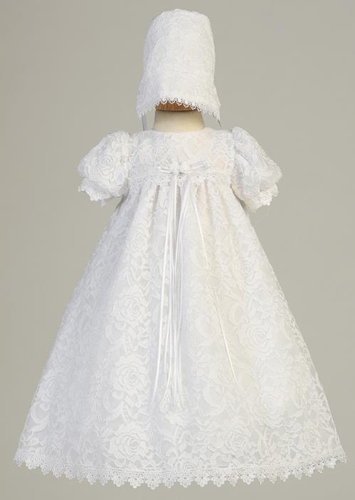 All Over Lace Long Girls Baptism Gown - Grandma's Little Darlings sells baptism and christening outfits 