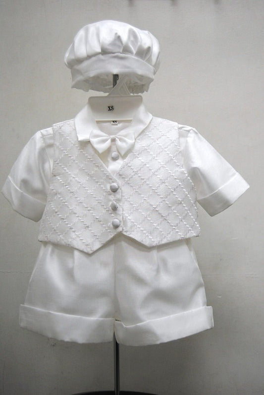 Boys Baptism Zig Zag Vest Short Set ♥ - Grandma's Little Darlings