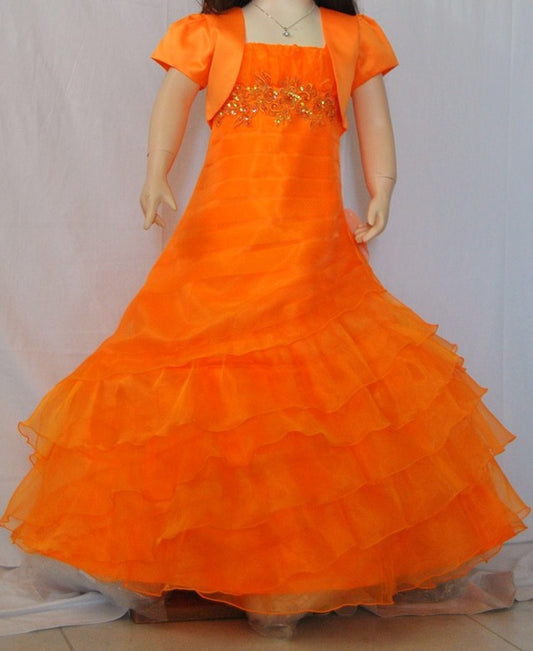 Flamingo Girls Long Gown - Orange