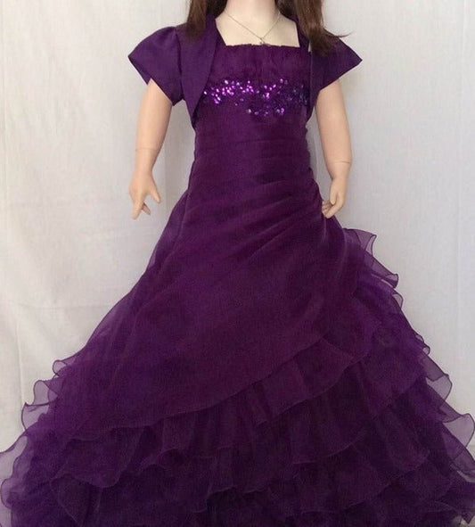 Flamingo Girls Long Gown - Purple - Grandma's Little Darlings