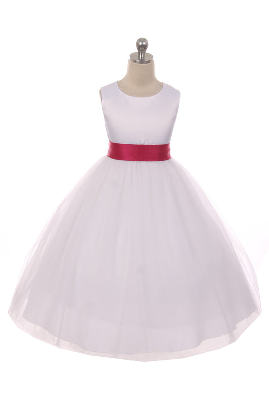 Satin Sash & Bow Flower Girls Dress To Customise.