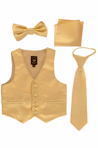 Satin Boys Vest Set - Assorted Colours boys vest, tie, bowtie, pocket square for boys suits shop Granadmas Little Darlings Mississauga On Canada