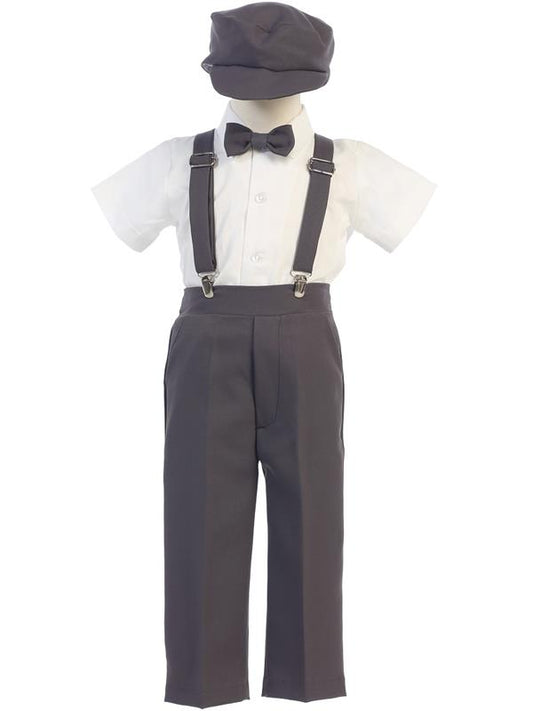 This darling Suspender Pant Set With Short Sleeves is the perfect boy outfit for Wedding Ring Boy or Ring Bearer with a short sleeve shirt. Great infant baby and toddler boys formal outfit. 