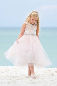 Luxurious Brocade Top Girls Dress ♥ Blush